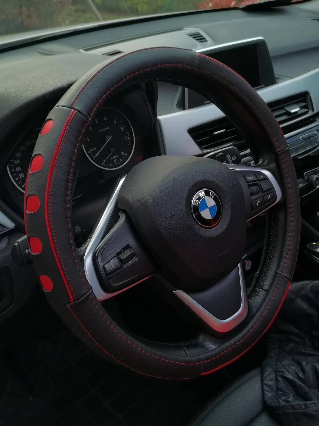 Hand Sewn OEM High Quality Multi Color Blocking Genuine Leather Steering Wheel Cover