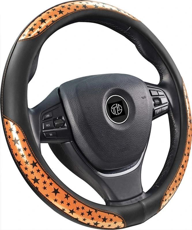 Universal Women Colorful Style PU PVC Leather Steering Wheel Cover for Cars