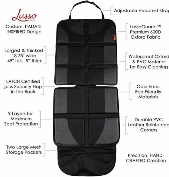 Car Seat Protector with Thickest Padding - Featuring XL Size (Best Coverage Available), Durable, Waterproof 600D Fabric, PVC Leather Reinforced Corners & 2 Larg