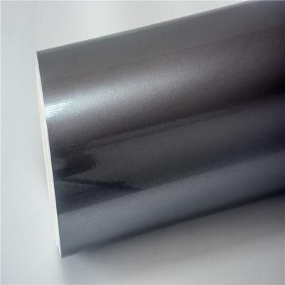 Glossy Metallic Carbon Gray Vinyl Wrap Car Film Air Bubble Sticker