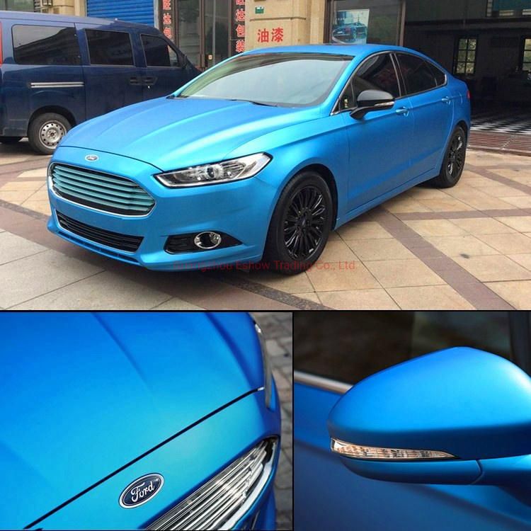 Bubble Free Car Body Sticker Removable Glue Chrome Metallic Blue Color Changing Car Wrap Vinyl