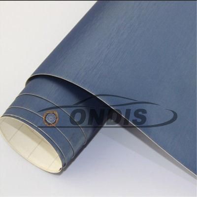 1.52*28m Air Bubble Free Blue Car Decal Used Metal Brushed Aluminum Film Vinyl Foil