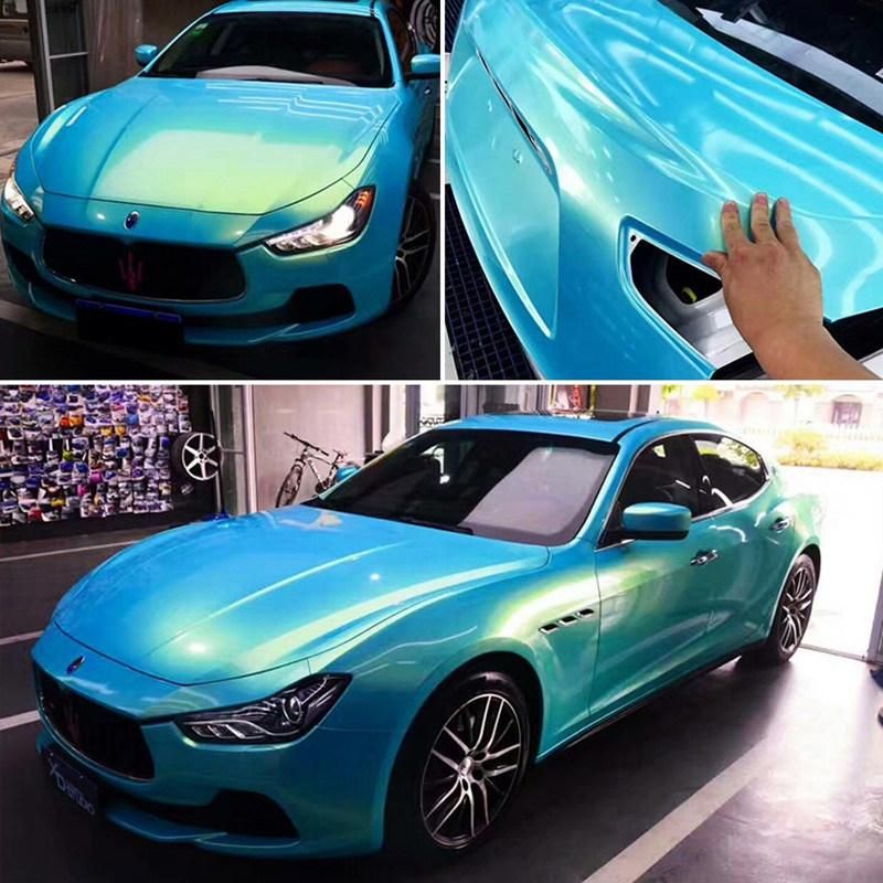 Magic Gold Blue Chameleon Vinyl Film Body Sticker