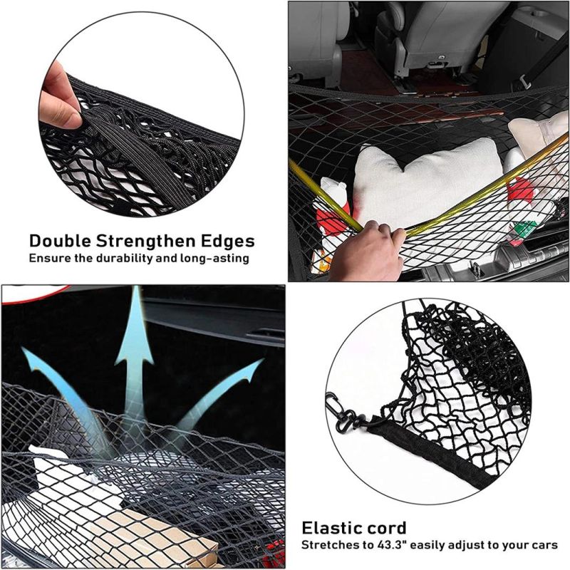 Double-Layer High Elastic Car Rear Cargo Net for SUV Car Trunk Net Organizer, Automotive Cargo Nets