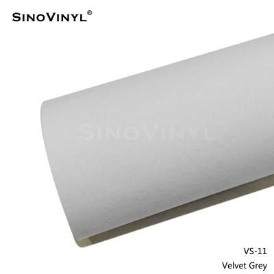 SINOVINYL VS-11 Air Release High Viscosity Glue Flock Grey Car Wrapping Film Laptop Stickers Suede Velvet Car Vinyl Wrap