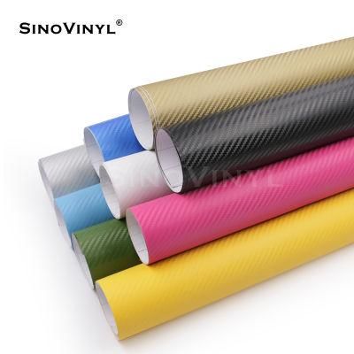 SINOVINYL 1.52*28m PVC Matt Black 3D Carbon Fiber Car Wrap Vinyl Film Cover Wrapping Sticker