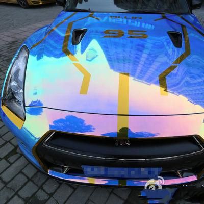 Tsautop 1.37*18m Rainbow Laser Chrome White Car Wrapping PVC Sticker Car Wrap