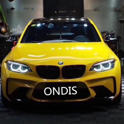 Ondis 1.52*18m Auto Accessories Yellow Super Glossy Crystal Vinyl Sticker Car Wrap