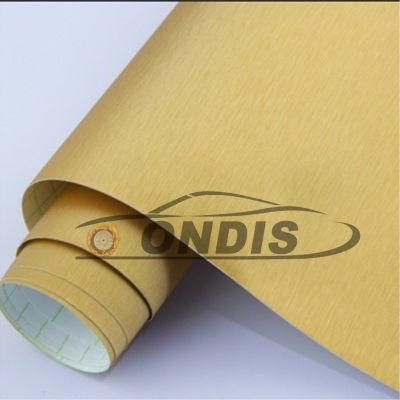 Golden Metal Brushed Finished PVC Waterproof Car Body Vinyl Foil Stickers