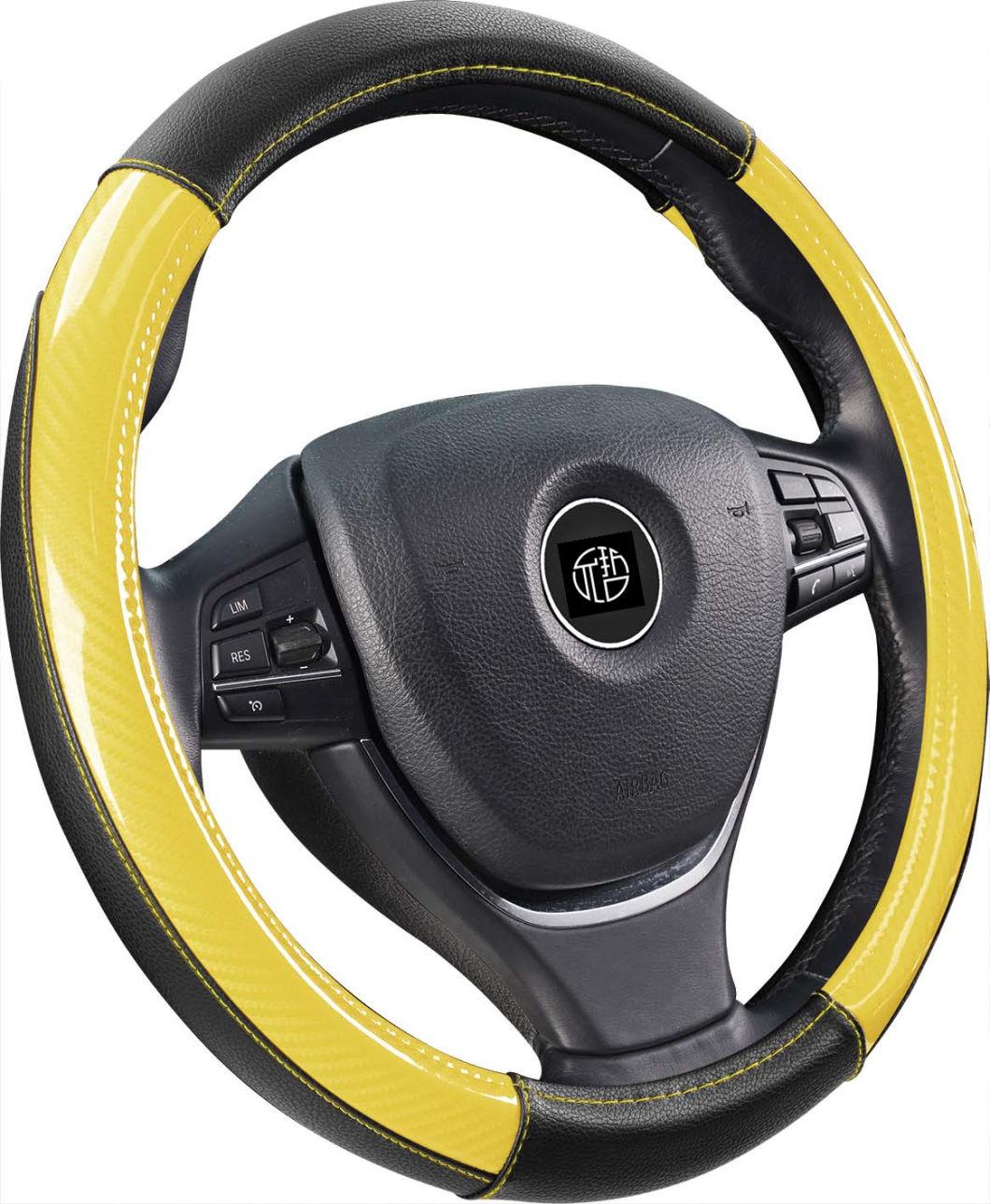 USA Popular Bright Carbon Color PU Steering Wheel Cover