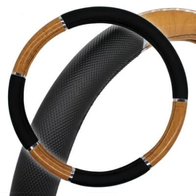 Wood Car Vehicle Leather Steering Wheel Wrap Cover