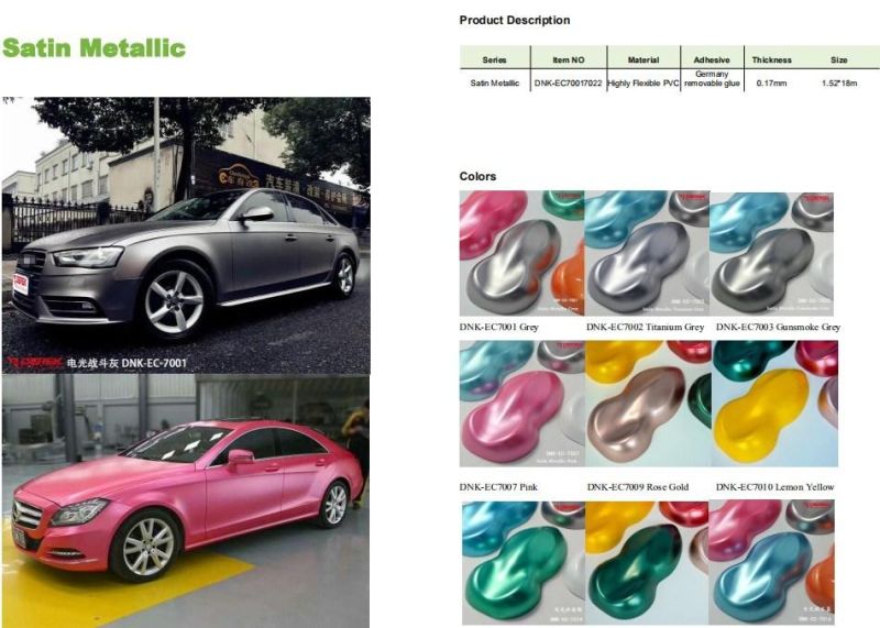 China Manufacturer Satin Metallic Color Change Color Change Car Wrap Material Car Stickers Full Body Car Wrap Film Decoration