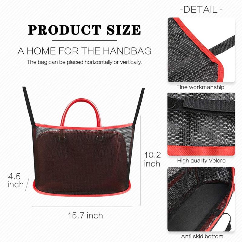 Leather Handbag Holder for Car Organizer Mesh for Purse, Car Net Pocket Handbag Holder