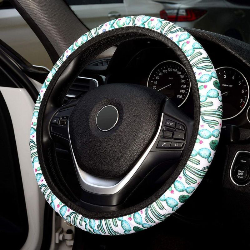 Universal Steering Wheel Cover Lovely Rainbow Theme Steering Wheel Cover for Both Men and Women Breathable Non-Slip Warm in Winter and Cool in Summer