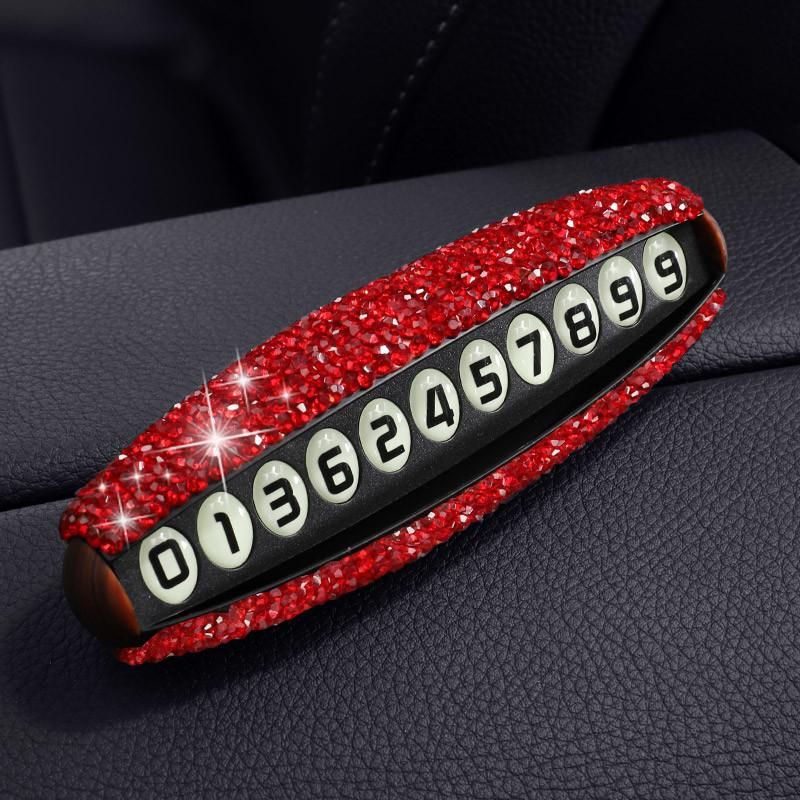 Crystal Temporary Parking Card Car Styling Diamond Phone Number Card Rhinestone Plate Car