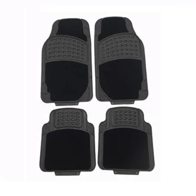 4PCS Full Set Car Massage Universal Fit Rubber PVC Car Mat with Carpet