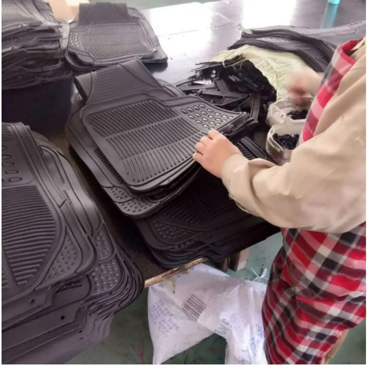 4PCS Heavy-Duty All-Weather PVC Rubber Car Floor Mats in Black Color, Trimmable Semi-Custom Fit