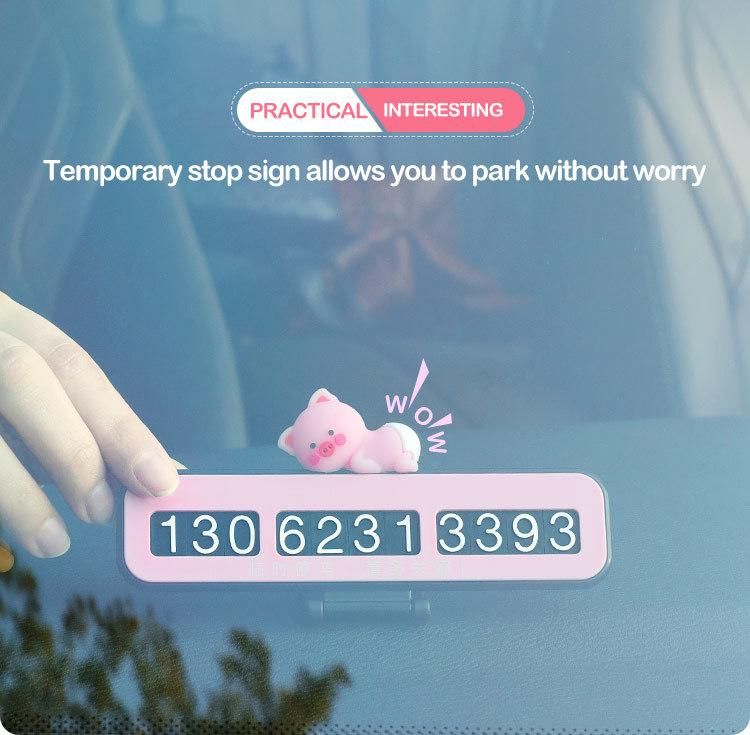 Pink Cartoon High Temperature Resistance Temporary Phone Number Car Parking Card Car Accessory