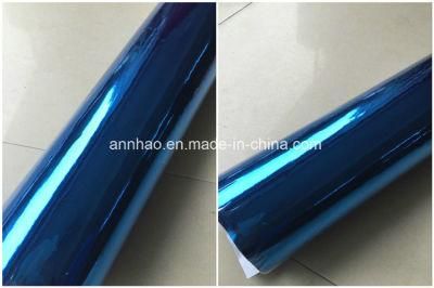 New Arrived 1.52 X 18m Stretchable Blue Mirror Chrome Car Folie