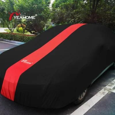 Centre Red Striped Patchwork Design Indoor Car Cover Customized Logo Printing Car Cover