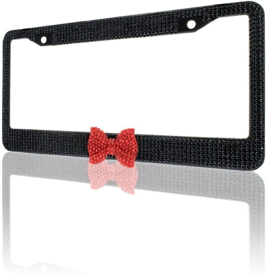 2pack Glitter Crystal Black Bling License Plate Frame Covers