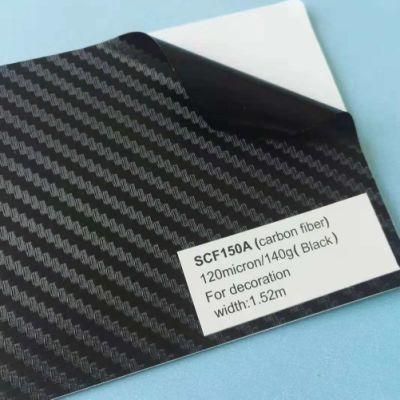 120 Mircon 140g PVC Carbon Fiber Fabric. PVC Carbon Vinyl for Decoration