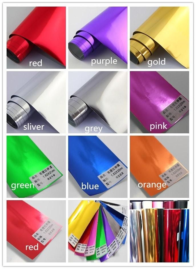 1.52*18m High Quality Stretchable Mirror Chrome Vinyl with Air Release