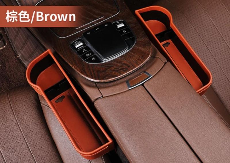 Multifunctional with Small Cup Holder Car Storage Box, Car Seat Gap Organizer, Premium PU Leather Car Console Side Pockets Wbb14497