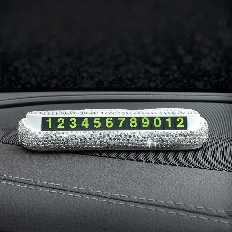 Car Temporary Parking Number Plate Hidden and Reflective Phone Number Plate with Diamond