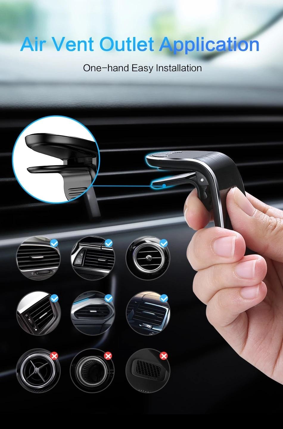 Aluminum Alloy Magnetic Car Air Vent Holder for All Sizes Phones