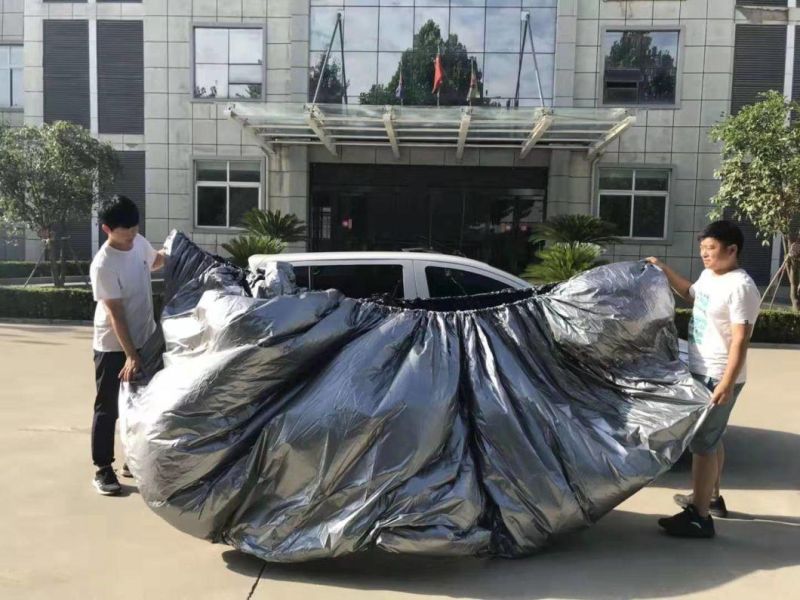 Disposable Waterproof UV Resistant Silver&Black Car Cover Plastic