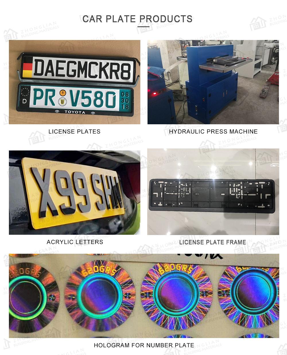 Hot Sale Car Accessories Number Plate Use Black Customized Size Car License Plate Frame
