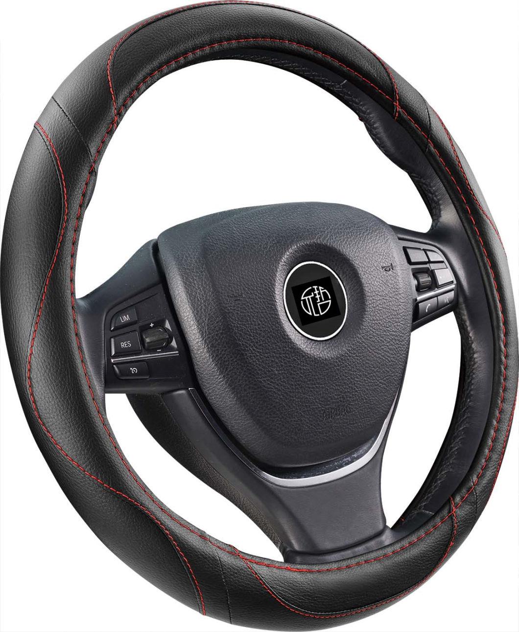 Universal Ultra-Soft Touch PVC/PU Leather Steering Wheel Cover White Inner Rings