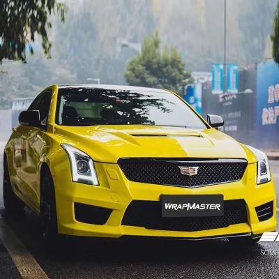 Tsautop 1.52*18m Corn Yellow Super Gloss Crystal Car Wraps Vinyl Wrapped Car PVC Sticker Car Wrap