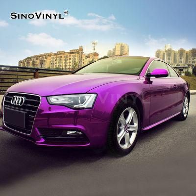 SINOVINYL 1.52*18m Car Wrapping Grey Gloss Laser Chrome Gloss Vinyl For Vehicle Covering Film