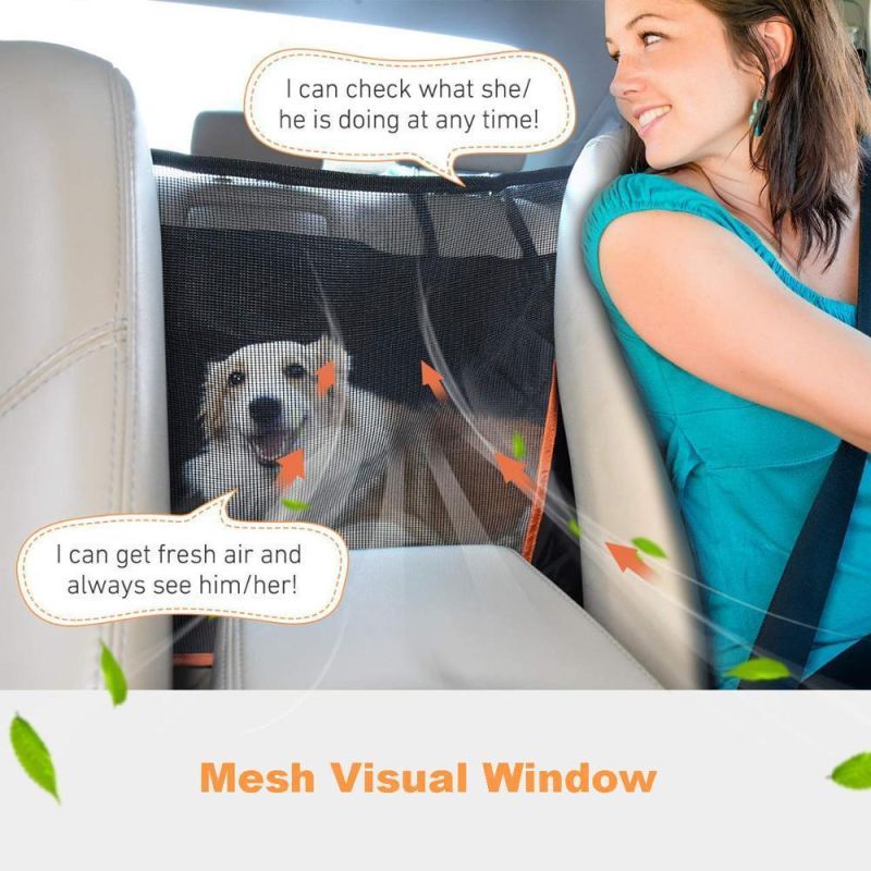 Non-Slip Washable Dog Car Seat Covers with Mesh Visual Window, Durable Pet Dog Seat Cover for Back Seat with Storage Pockets