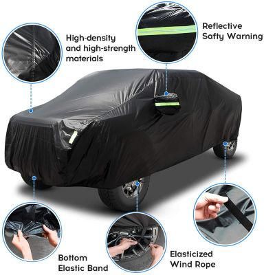 Black Satin 6 Layers Shield Extended Cab Car Cover Heavy Duty Waterproof Windproof Dustproof Snowproof Scratch Resis Truck Cover