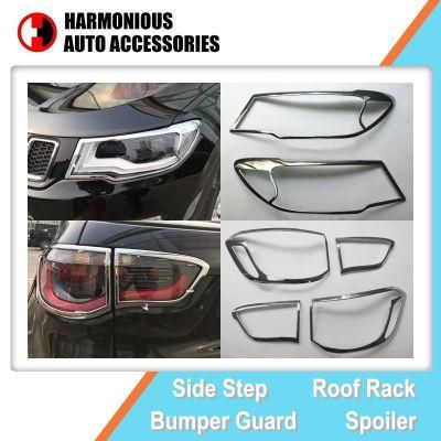 Auto Accessory Chromed Stickers for Jeep Compass 2017 Head Lamp and Tail Lamp Bezel