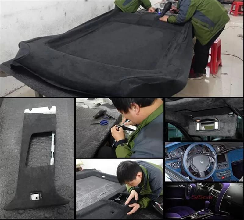 Black Suede Fabric Car Wrap Velvet Car Interior Vinyl Film