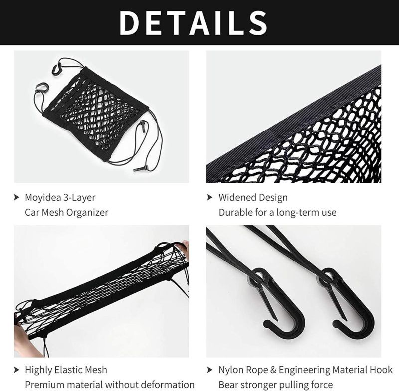 Grocery Bag Headrest Hooks Purse Holder for Car Barrier of Backseat Pet Kids Driver Storage Netting Pouch Car Handbag Holder Organizer