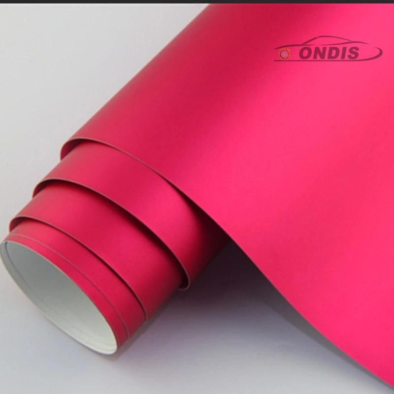 Car Decoration Auto Wrap Matte Rose Red Metallic Vinyl Chrome Sticker for Cars