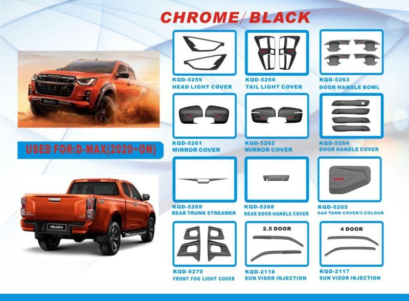 Chrome /Black Head & Tail Light Cover for Isuzu D-Max 2020