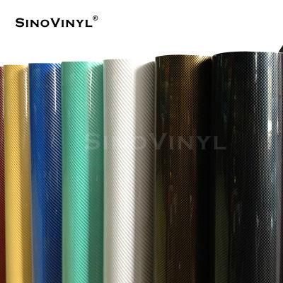 SINOVINYL Air Bubble Free Colorful 2D Carbon Fiber Red Silver Car Body Wrap Vinyl Car Decoration