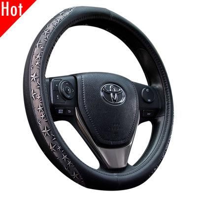 Metallic China Factory 38cm PU Leather Black Sport Universal Steering Wheel Cover 80515