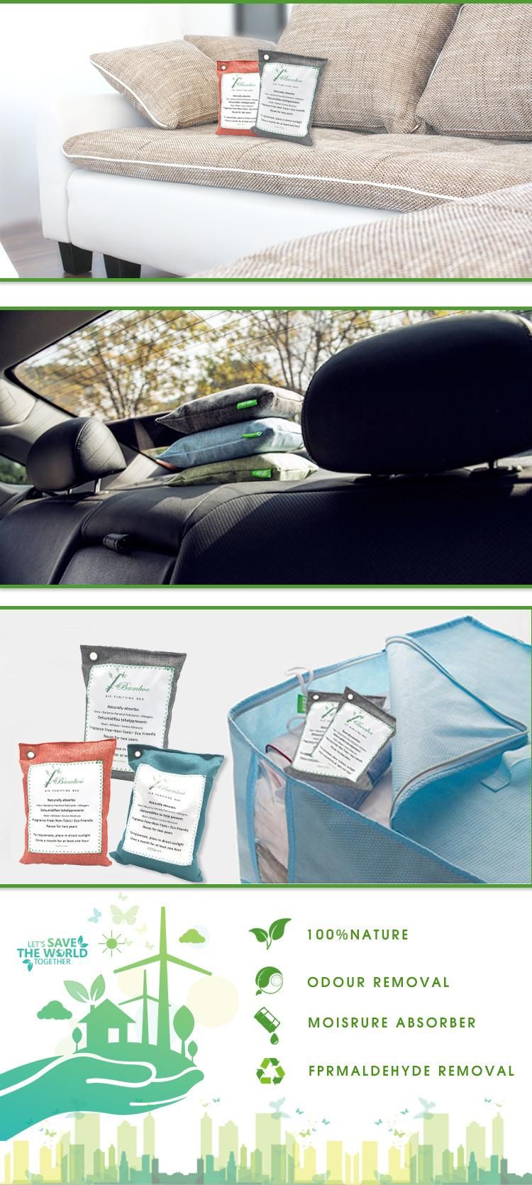 Air Purifying Bag Activated Bamboo Charcoal &Ndash 500g X 2 Natural Air Freshener Odour Eliminator Room Deodoriser Car Dehumidifier and Car Air Purifiers