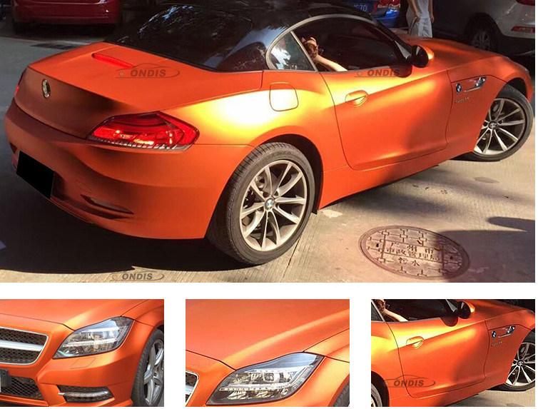 Annhao Automobiles Wrap Stickers Metallic Matte Orange Chrome Vinyl