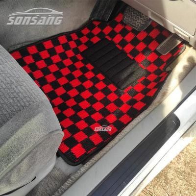 Sonsang Checkered Pattern Car Mat Carpet with Rubber Anti Slip Back