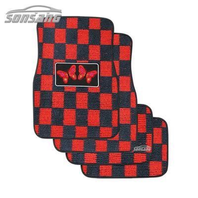 Sonsang Hot Sale Checker Car Mat Carpet for Audi Mercedes BMW with Logo