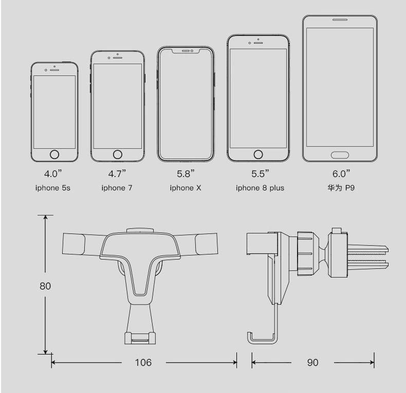 Mobile Phone Car Holder T-Type Multi-Function Navigation Frame