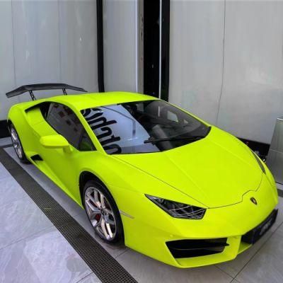 Tsautop 1.52*18m Vehicle Stickers Ultimate Flat Fluorescein Yellow Gloss Grain Vinyl Wrap